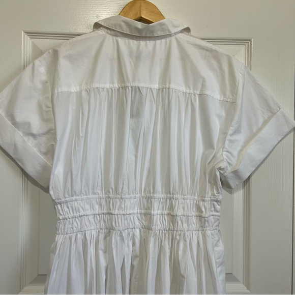 J. Crew Elena Shirt-Dress Short-Sleeve Smocked Waist White Cotton Poplin Size 12 - Picture 9 of 16